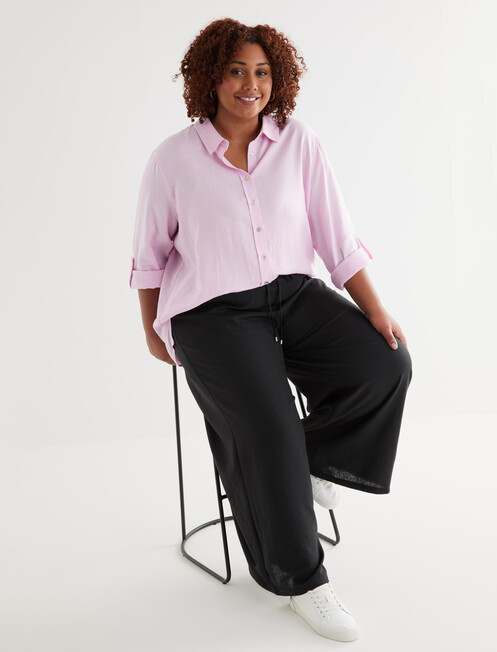 Studio Curve Linen Blend Palazzo Pant, Black product photo View 03 L