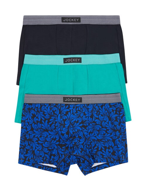 Jockey Comfort Print Trunk, 3-Pack, Electric Swirl Print, Emerald Rush & Black product photo