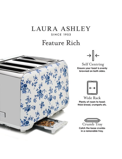 Laura Ashley China Rose 4 Slice Toaster, LAT4CR product photo View 02 L