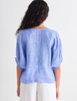 Zest Linen Cocoon Top, Marina Crosshatch product photo View 02 S