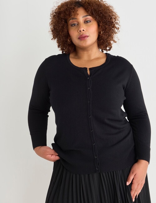 Studio Curve Classic Cardigan, Black product photo View 05 L