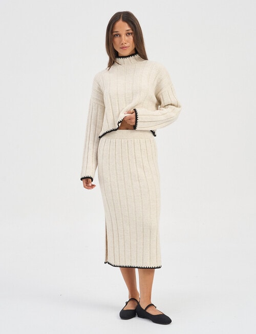 ONLY Chick Stitch Skirt, Pumice Stone & Black product photo