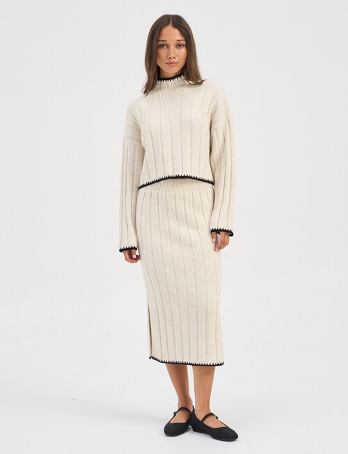 ONLY Chick Stitch Skirt, Pumice Stone & Black product photo View 05 L