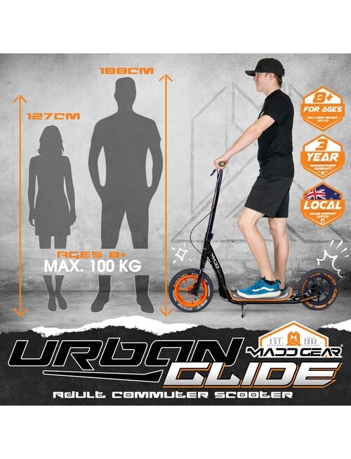 MADD Urban Glide Scooter, Black & Orange product photo View 02 L