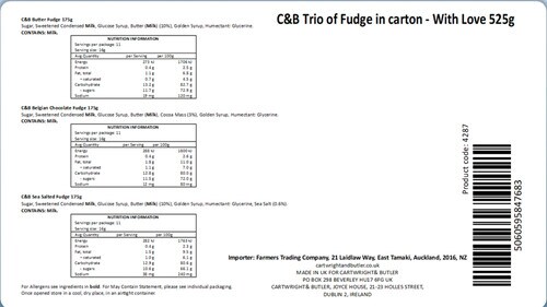 Cartwright & Butler Trio Of Fudge 3x175g, With Love product photo View 02 L