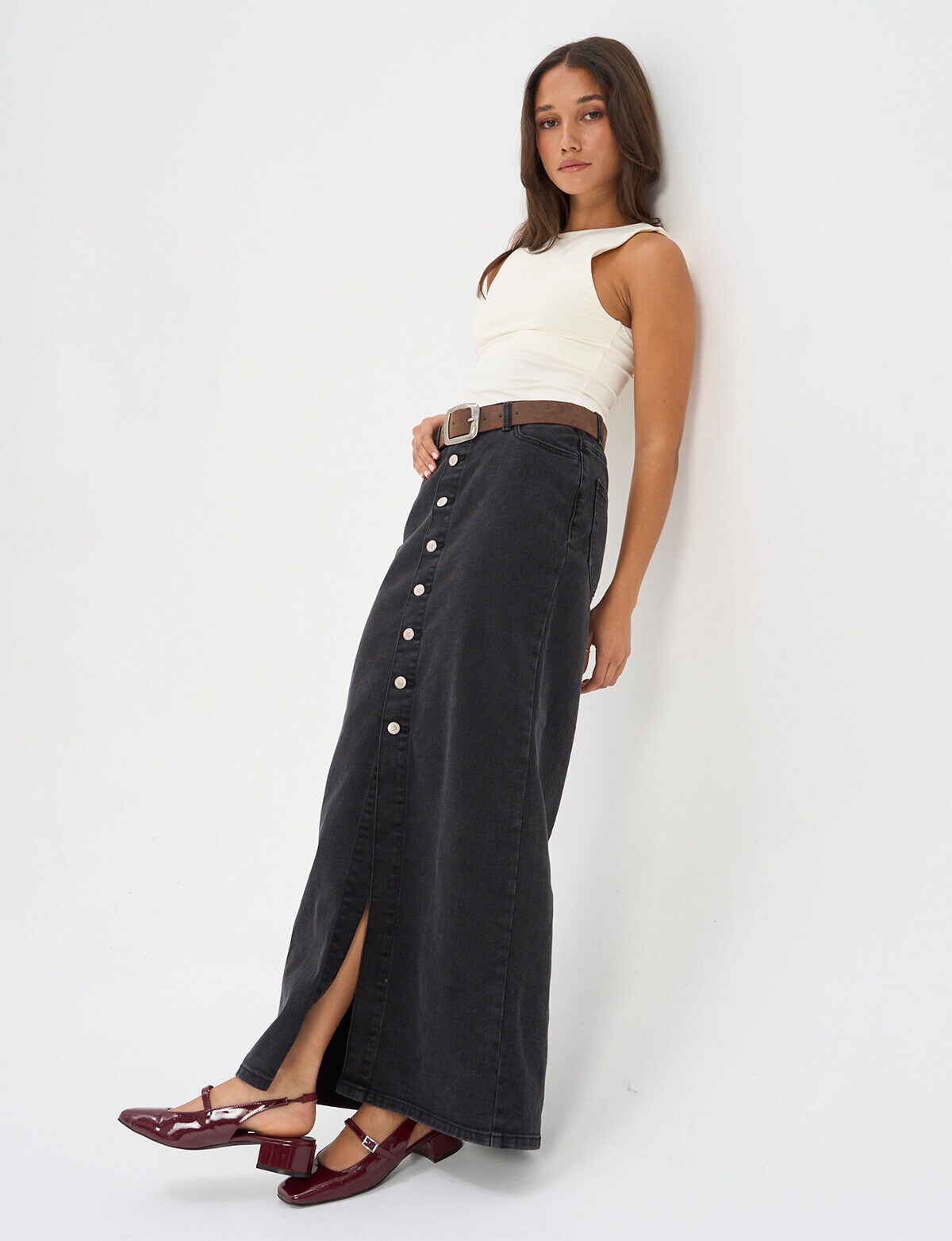 shopfaerie cut-off denim maxi pants ブラック shop faerie cut ー off denim maxi pants ( black ) 新品 Miss Malia