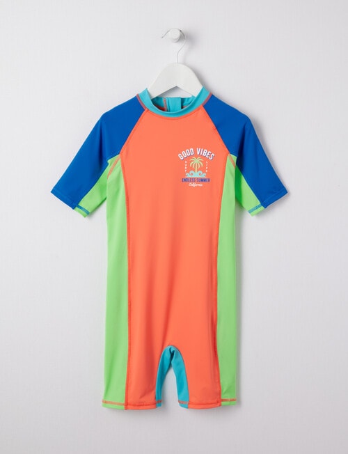 Wavetribe Colour Block Rash Suit, Orange product photo