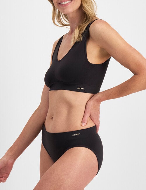 Jockey Woman Skimmies Nylon Hi Bikini Brief, Black, 8-20 product photo View 02 L