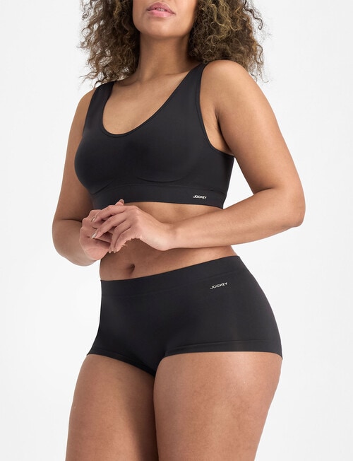 Jockey Woman Skimmies Nylon Boy Short Brief, Black, 8-20 product photo View 02 L