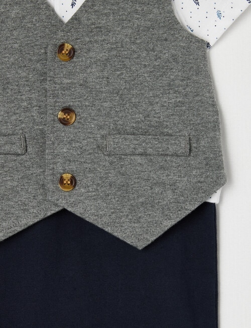 Teeny Weeny All Dressed Up Knit All-in-One Romper, Grey & Navy product photo View 03 L