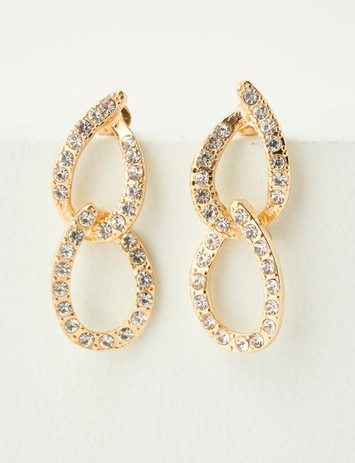 Harlow Link Diamante Earrings, Imitation Gold Tone product photo View 03 L