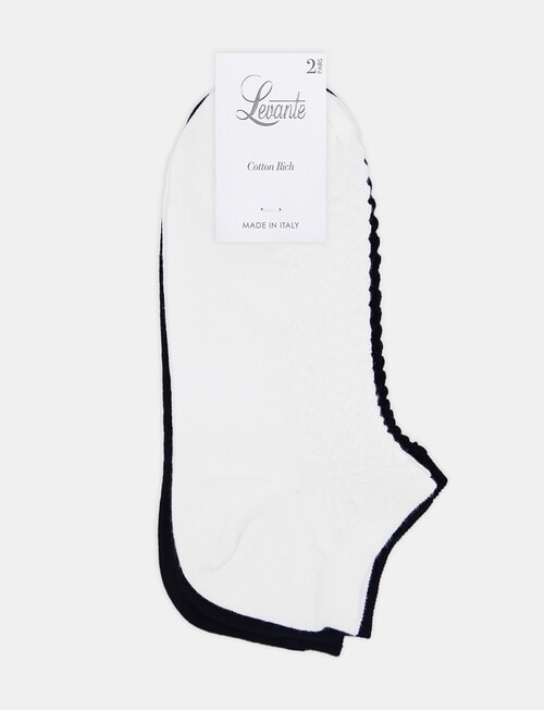 Levante Mercerised Cotton Low Cut Sock, 2-Pack, Bianco & Nero product photo