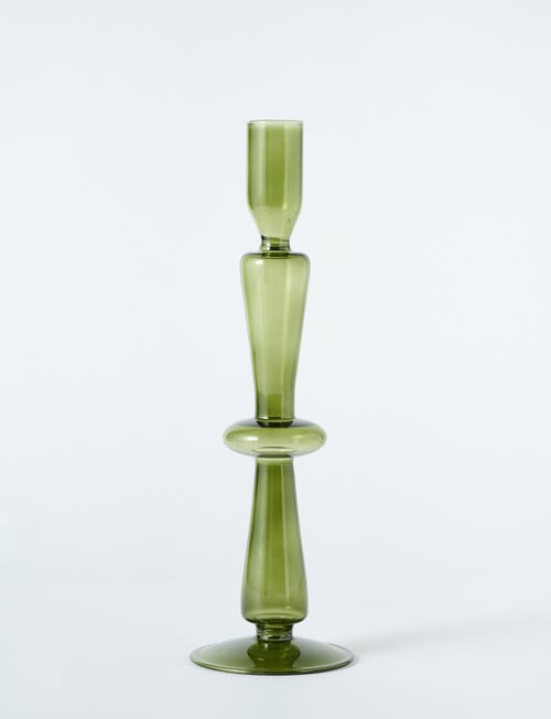 Home Fusion Glass Candle Stick Holder, Olive product photo