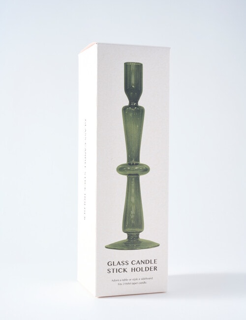 Home Fusion Glass Candle Stick Holder, Olive product photo View 02 L