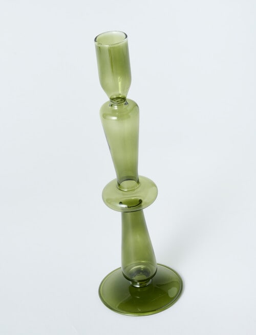 Home Fusion Glass Candle Stick Holder, Olive product photo View 03 L