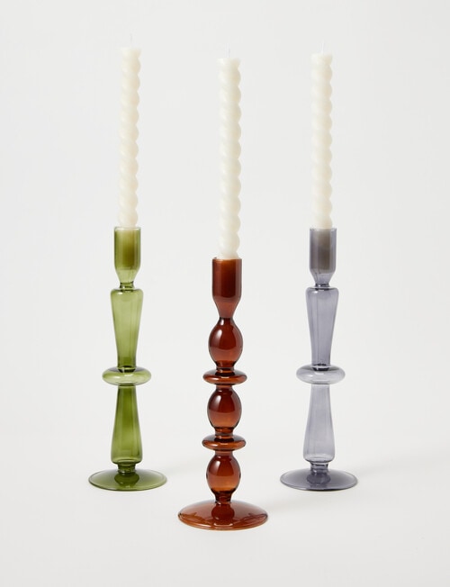 Home Fusion Glass Candle Stick Holder, Olive product photo View 04 L