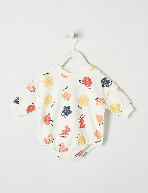 Teeny Weeny Positive Slogan Terry Bodysuit, White product photo