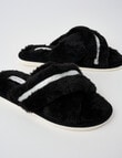 Lyric Bling Fluffy Crossover Slides, Black product photo View 02 S