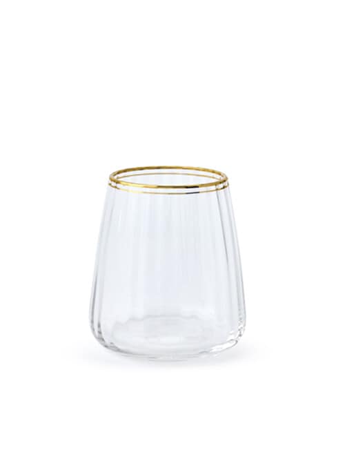 Momento Glint Stemless Wine Glass, Double Gold Rim product photo