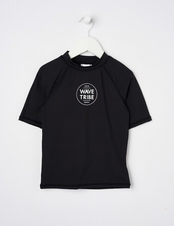 Wavetribe Short Sleeve Rash Top, Black product photo