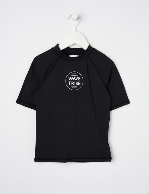 Wavetribe Short Sleeve Rash Top, Black product photo