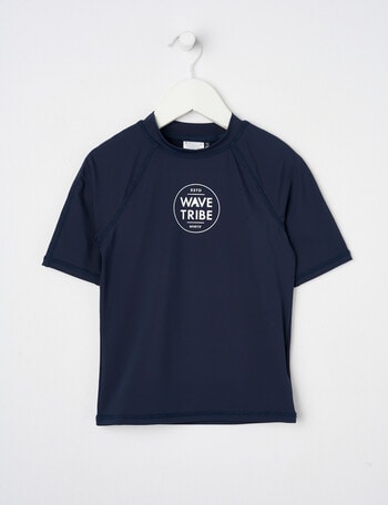 Wavetribe Short Sleeve Rash Top, Navy product photo