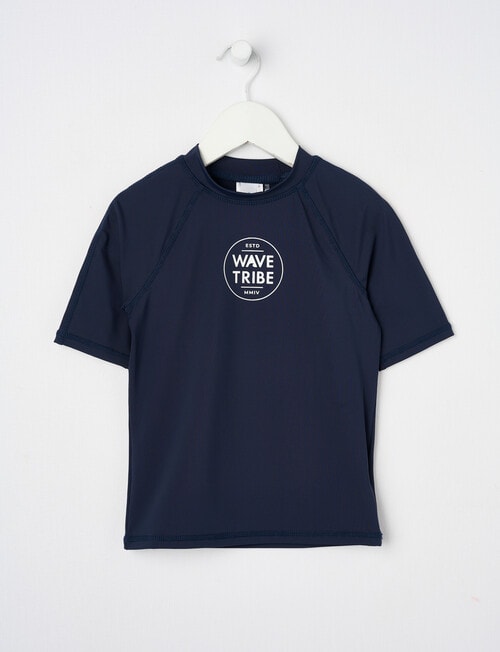 Wavetribe Short Sleeve Rash Top, Navy product photo