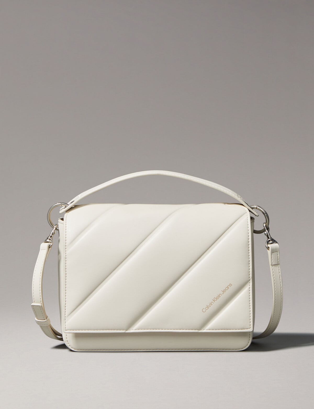 Calvin Klein Quilted Boxy Flap Crossbody Bag, Eggshell Handbags