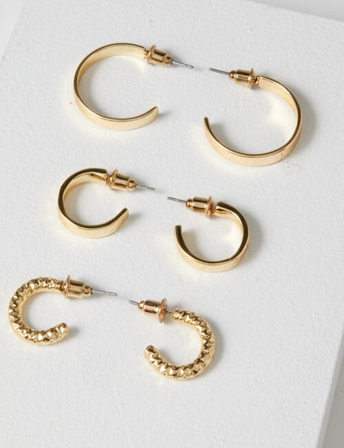 Whistle Accessories Huggie Earring Set, 3-Pack, Gold Plated product photo View 03 L