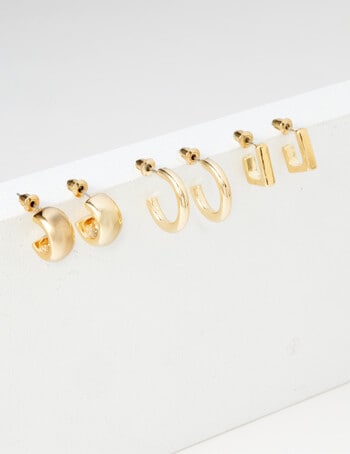 Whistle Accessories Small Huggie Earring Set, 3-Pack, Gold Tone product photo