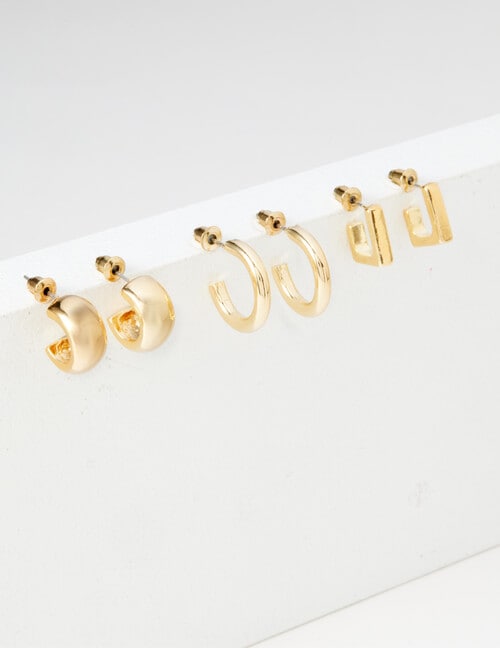 Whistle Accessories Small Huggie Earring Set, 3-Pack, Gold Tone product photo