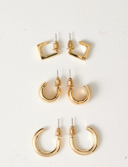 Whistle Accessories Small Huggie Earring Set, 3-Pack, Gold Tone product photo View 03 L