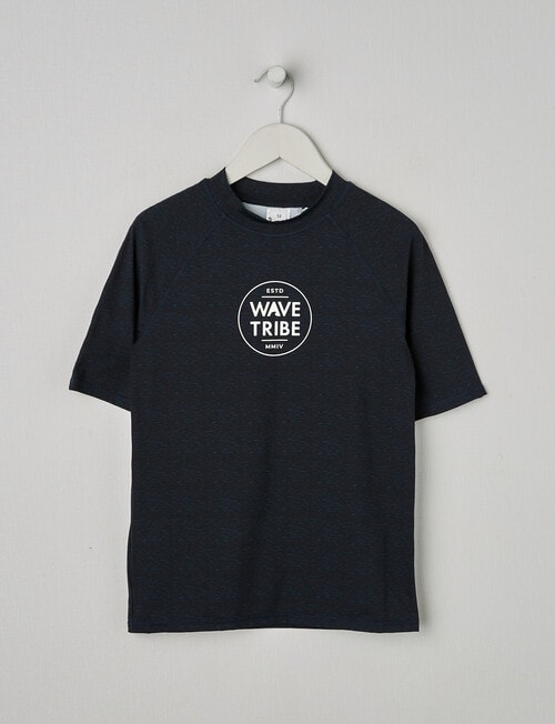 Wavetribe Logo Short Sleeve Rash Top, Navy Marle product photo