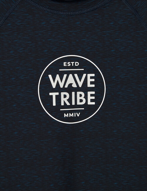 Wavetribe Logo Short Sleeve Rash Top, Navy Marle product photo View 02 L