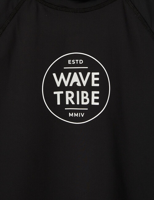 Wavetribe Logo Short Sleeve Rash Top, Black product photo View 02 L