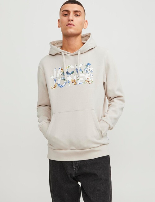 Jack & Jones Jeff Corp Logo Sweat Hood, Moonbeam product photo