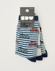 Simon De Winter Vehicles Crew Sock, 3-Pack, Grey, 8-16 product photo View 02 S