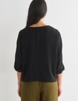 Whistle V-Neck Tie Hem Top, Black product photo View 02 S