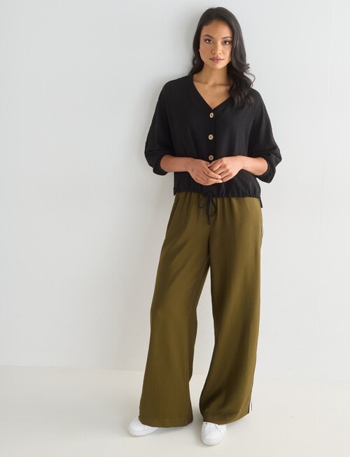 Whistle V-Neck Tie Hem Top, Black product photo View 03 L