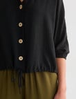 Whistle V-Neck Tie Hem Top, Black product photo View 04 S
