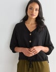 Whistle V-Neck Tie Hem Top, Black product photo View 05 S