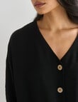Whistle V-Neck Tie Hem Top, Black product photo View 06 S