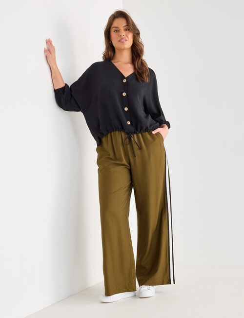 Whistle V-Neck Tie Hem Top, Black product photo View 13 L