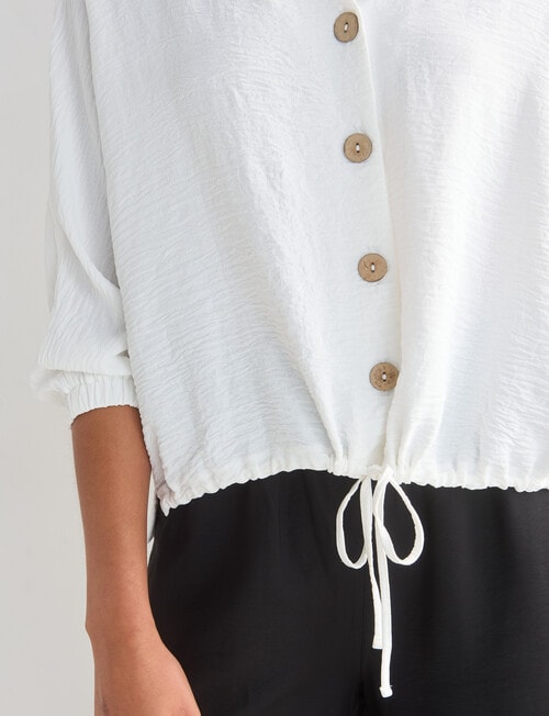 Whistle V-Neck Tie Hem Top, Ivory product photo View 04 L