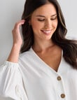 Whistle V-Neck Tie Hem Top, Ivory product photo View 06 S