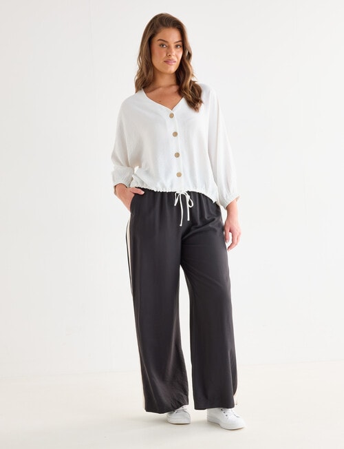 Whistle V-Neck Tie Hem Top, Ivory product photo View 13 L