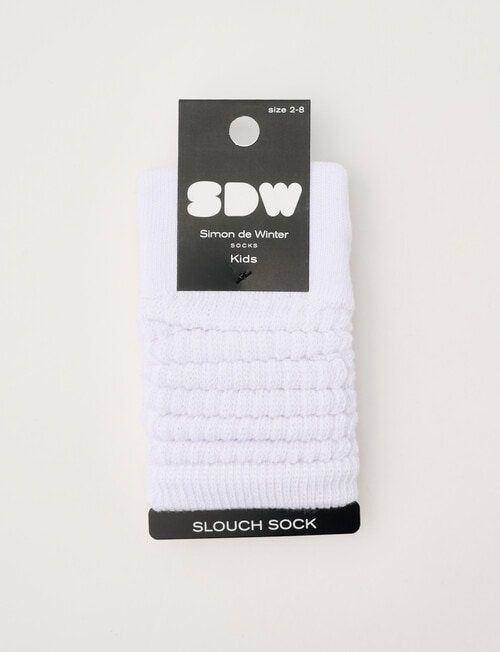 Simon De Winter Girls Slouch Sock, White, 8-16 product photo View 02 L