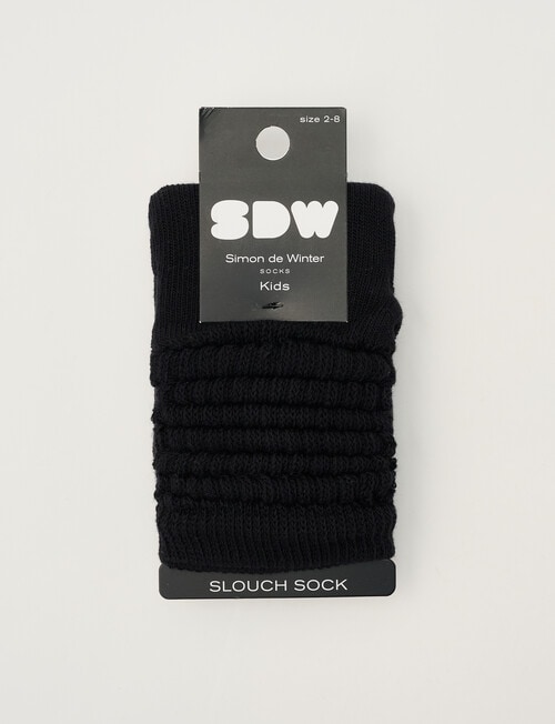 Simon De Winter Girls Slouch Sock, Black, 8-16 product photo View 02 L