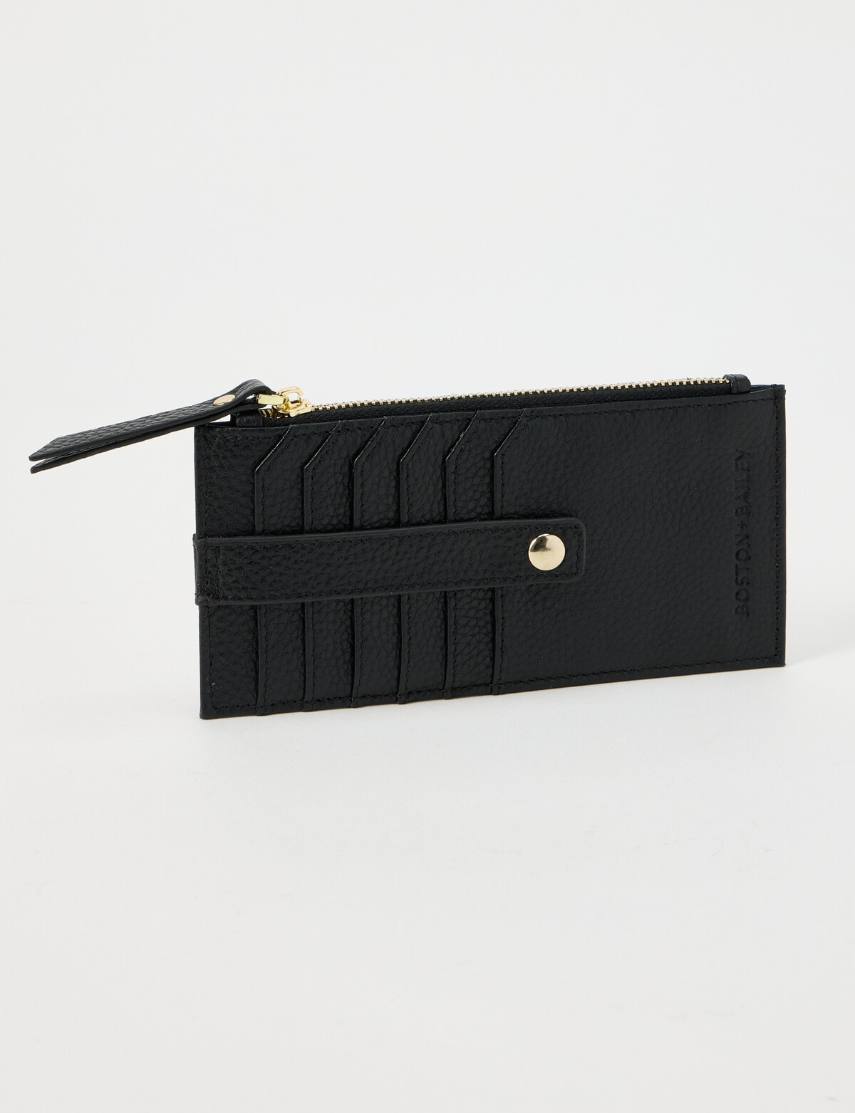 Boston + Bailey Leather Card Holder Large Wallet, Black - Wallets