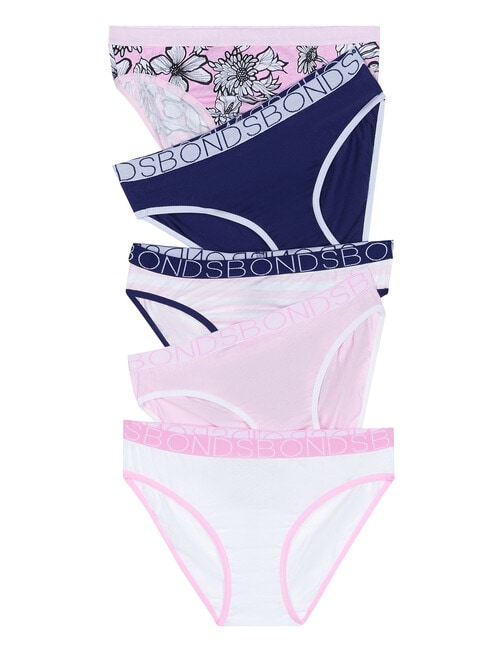 Bonds Multipack Bikini Brief, 5-Pack, Pink, Navy & Flora, 2-16 product photo